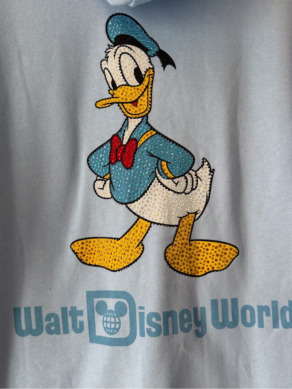 Disney World Blue Rhinestone Bling Donald Duck Zip Up Hoodie Large NWT - Picture 6 of 6